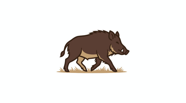 Wild Boar Flat Vector Illustration