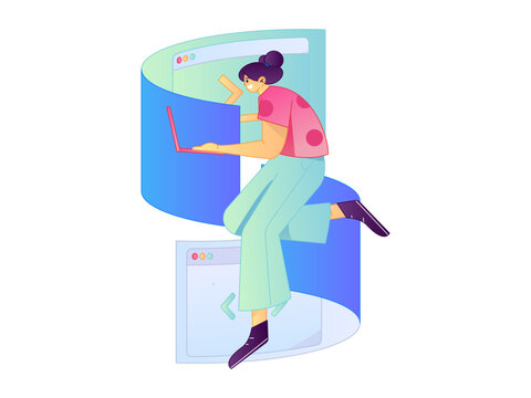 Programming teaching development flat character vector concept operation hand drawn illustration
