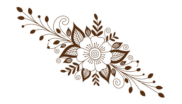 Decorative floral henna design element isolated vector with ornament
