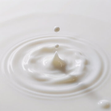 Graffiti Splash Yoghurt. White Splash Of Yogurt Or Cream With Concentric Circles, Seen From A Top View In 3D Round Swirl Texture