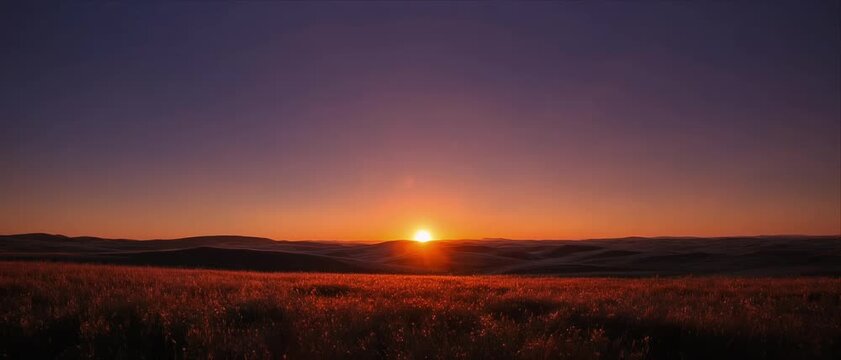 Sunrise Timelapse Sequence over Rolling Hills Landscape