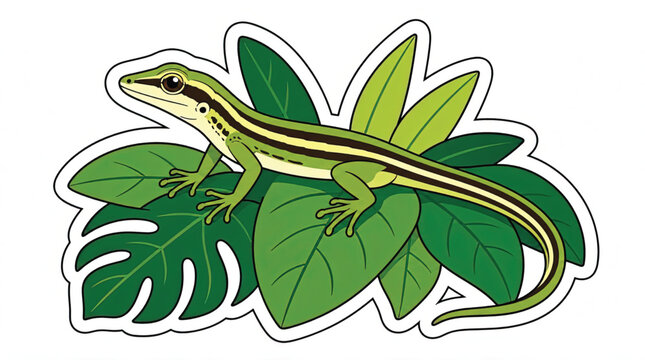 Yellow and black small lizard reptile.