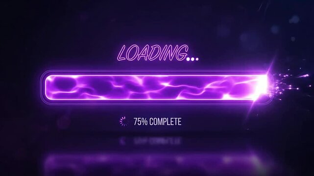 Futuristic Loading Bar with Neon Lightning Effect Animation