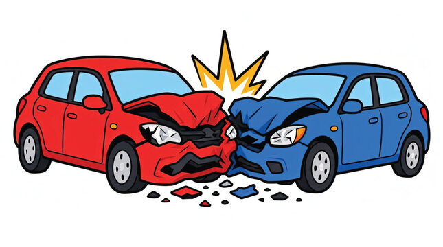 Damaged Cars Involved in Collision Accident.