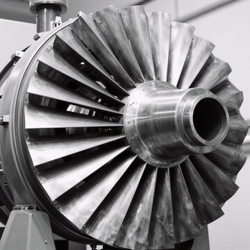 Black And White Ink Gas Turbine. Gas Turbine Blades