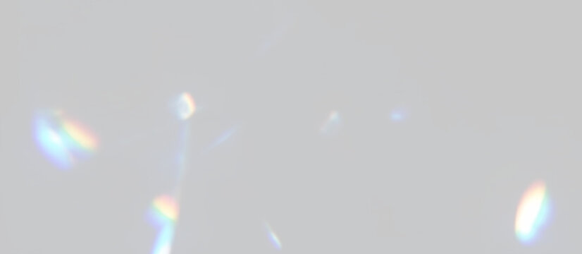 Crystal light refraction png with glass rainbow reflections, luminous spectrum glow and transparent abstract background.