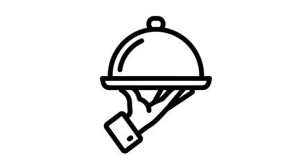 Fototapeta premium Waiter Hand Holding Food Cloche Icon