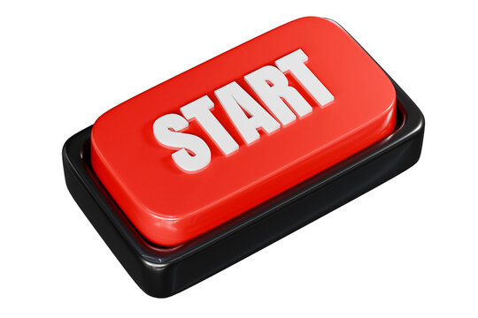 3d start button icon. start command concept. cartoon style for ui design. action visual isolated on white transparent background. 3d render.