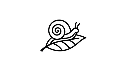 Minimal Snail on Leaf Line Art Vector © widodo