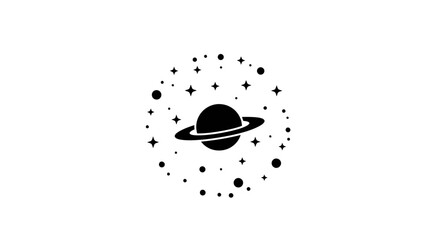 Minimalist Ringed Planet Vector Illustration © widodo
