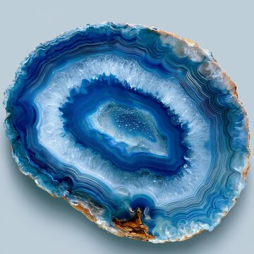 Translucent Blue Agate Slice Illuminated From Behind