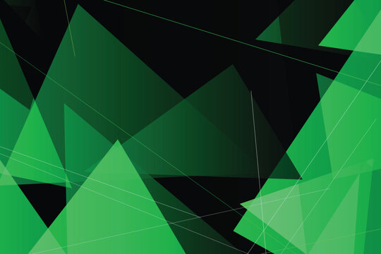 Abstract geometric background, with overlapping green, triangles and thin, intersecting white lines
