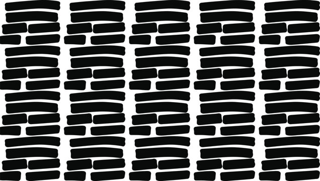 Seamless pattern with black hand drawn I Ching hexagram symbols on white background abstract Chinese divination philosophy graphic vector wallpaper.