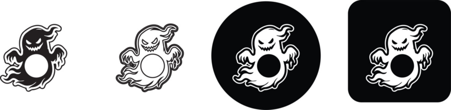 Spooky floating evil ghost spirit icon pack for halloween application button graphics
