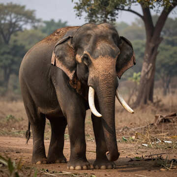 Matte Painting Indian Elephant. Male Indian Elephant In Nagarhole, Karnataka