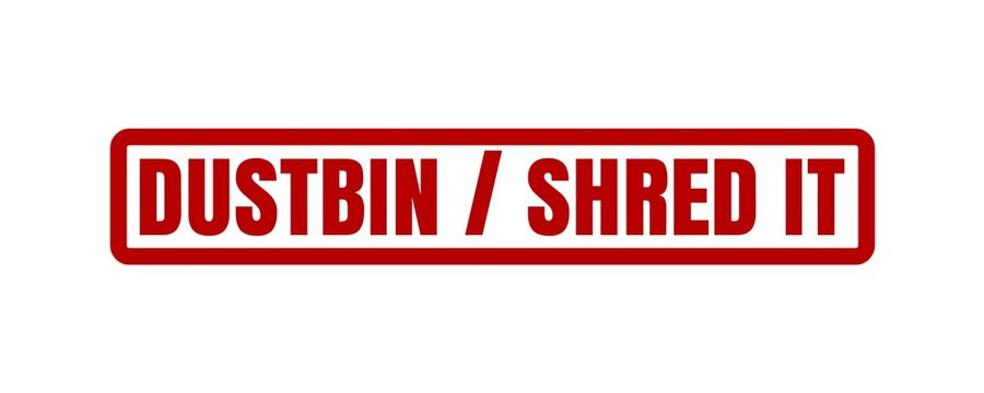 Dustbin Shred It Stamp for Secure Document Disposal and Information Protection