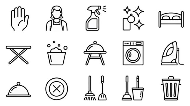 Cleaning and Disinfection Supplies with Spray Bottles and Household Tools