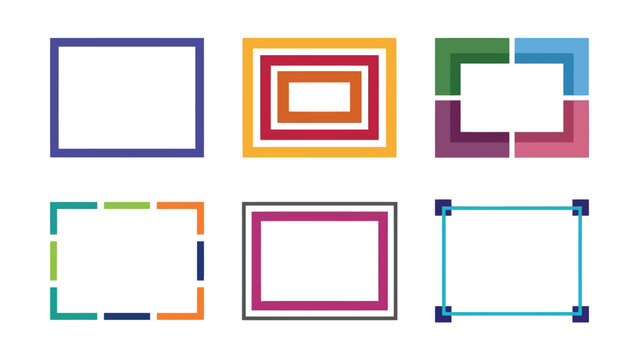 Collection of colorful rectangle frames and borders in various styles and shapes