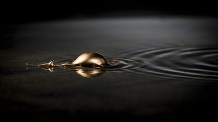 Obraz premium Close-up of a metallic fish-shaped object floating on calm dark water surface