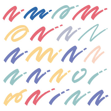 Colorful Abstract Brush Stroke Squiggle Seamless Pattern Background