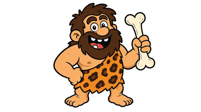 Cartoon caveman holding a bone.