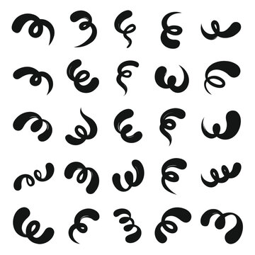 Black Ink Calligraphy Swirl Loop Curl Vector Element Sheet