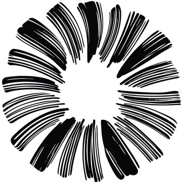 Radial Sunburst Circle Brush Stroke Wreath Vector Element Kit
