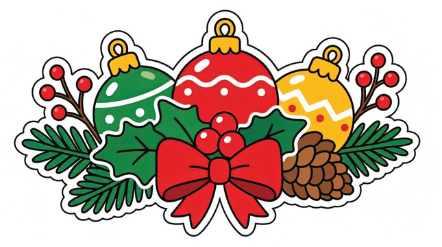 Colorful Christmas Ornaments with Ribbon.