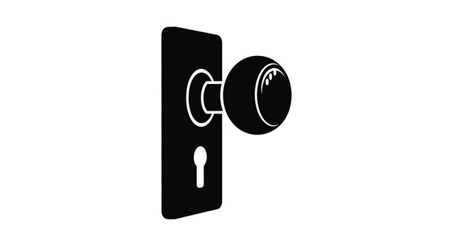 Door lock with knob and keyhole black silhouette