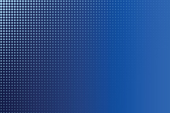 Blue halftone pattern with gradient fade, circular dot grid background, geometric dots