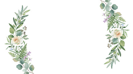 Set of floral branch. Flower pink rose, green leaves. Wedding concept with flowers. Floral poster, invite. Vector arrangements for greeting card or invitation design © Vova