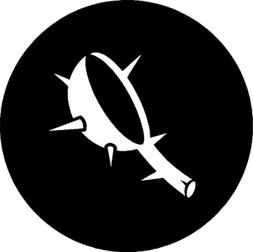 Black and white spiked mace weapon illustration.