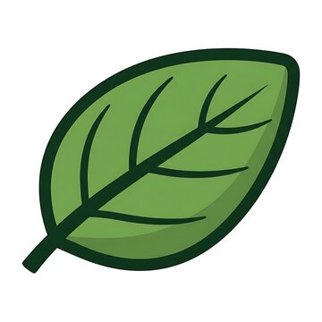 Fresh green leaf with visible veins and stem.