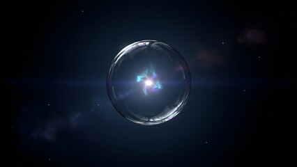 Fototapeta premium Infinite Reflection Bubble in Deep Space with Star Accents and Cosmic Glow