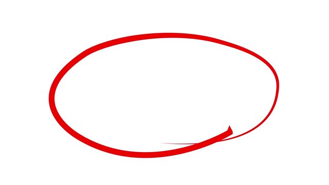 hand drawing different circles animation isolated on white background, Handwritten red circle. For marking text, numbers, marker pen, pencil, logo, hand-drawn doodle grunge circle highlights. 4k