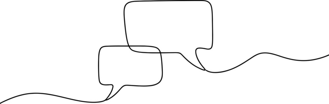 Continuous single line drawing of two connected speech bubbles for communication and chat concept Vector, illustration