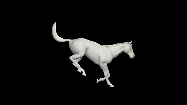 Paper horse running and jumping, seamless loop, Luma Matte