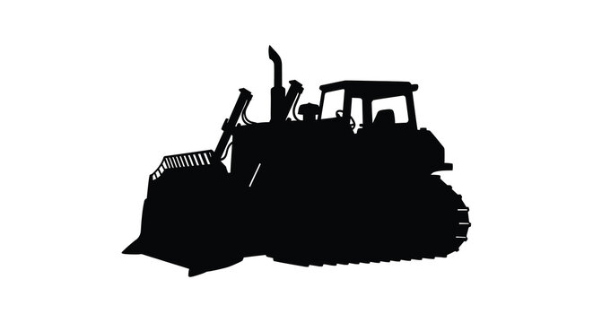 Bulldozer machinery silhouette against a white background silhouette