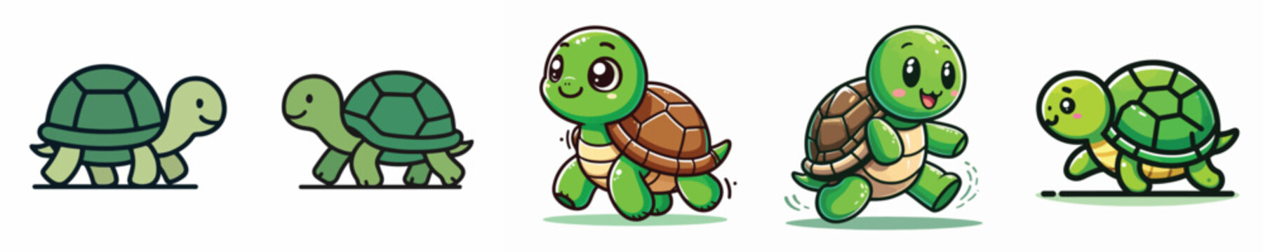 Cartoon Turtle Mascot Characters Collection with Cute Reptile Animal Illustrations