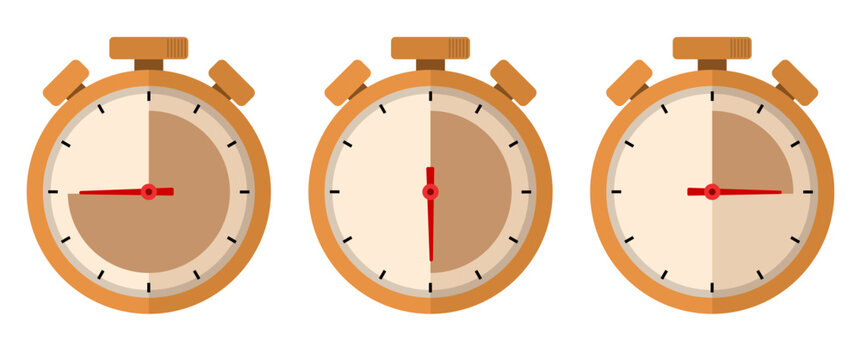 Yellow Timer Illustration Set with Countdown Clock Progress Indicators Analog Stopwatch and Time Tracking Symbols