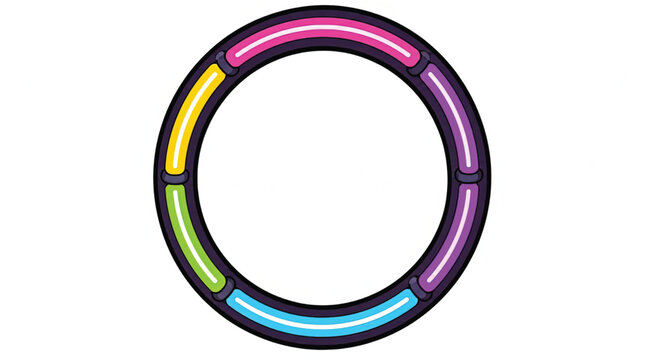 Colorful neon ring light decoration.