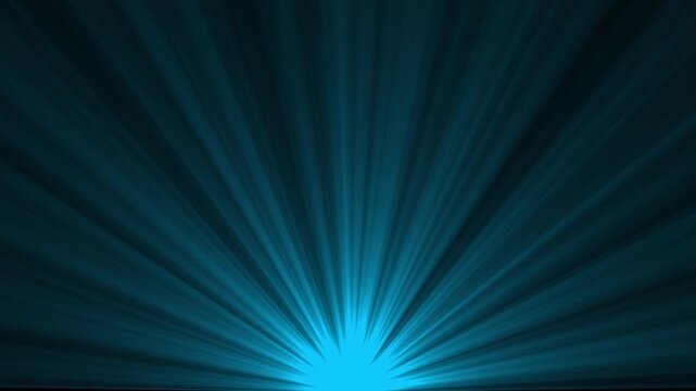 Abstract blue light rays spreading from the bottom center, ideal for technology, corporate presentations, Heavenly Light Rays Background Loop. Looping animated blue lights on dark background.4k video