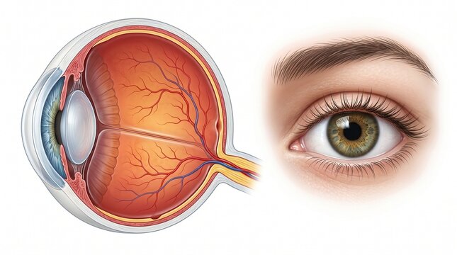 Human Eye Anatomy Diagram Showing Internal Structure and External View