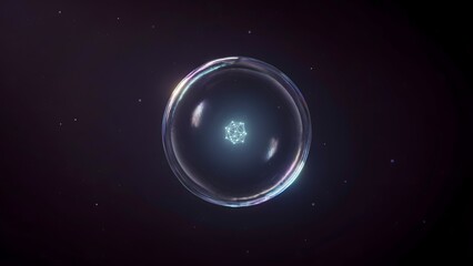 Fototapeta premium Floating Glass Sphere with Geometric Pattern and Reflections in Space