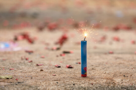 Single shot ground cracker during diwali festival