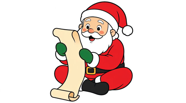 Santa Claus Reading Christmas List.
