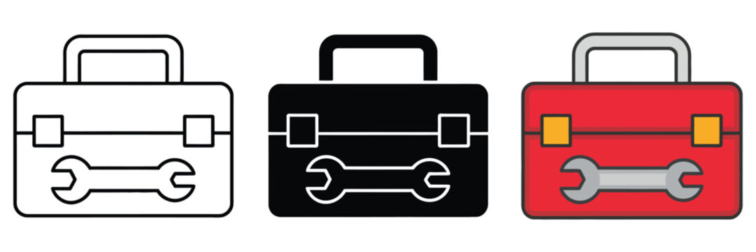 Tool Box Line Icon Featuring Repair Equipment and Maintenance Toolkit Symbol for Technical Support Design