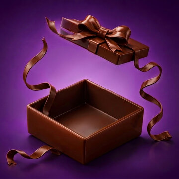 Premium Open Chocolate Gift Box with Floating Bow and Ribbons