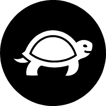 Simple white turtle silhouette on dark background.