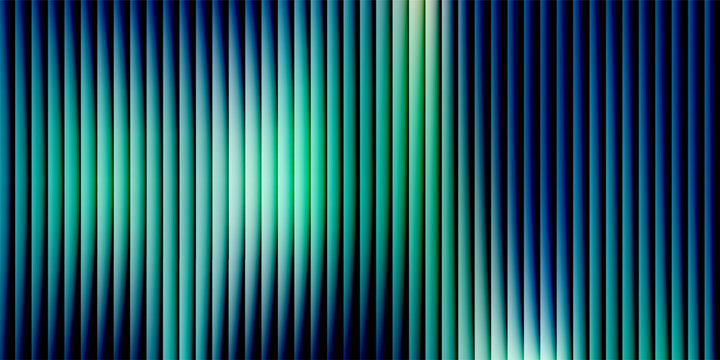 Glass gradient texture with teal and navy ripple pattern and smooth light distortion. Wavy abstract flow, futuristic blur effect, reeded vertical displacement. Vector illustration
